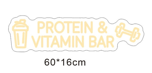 LED Neonschild: Protein und Vitamin Bar - Warm Weiß - 60x16cm - Cut to Shape