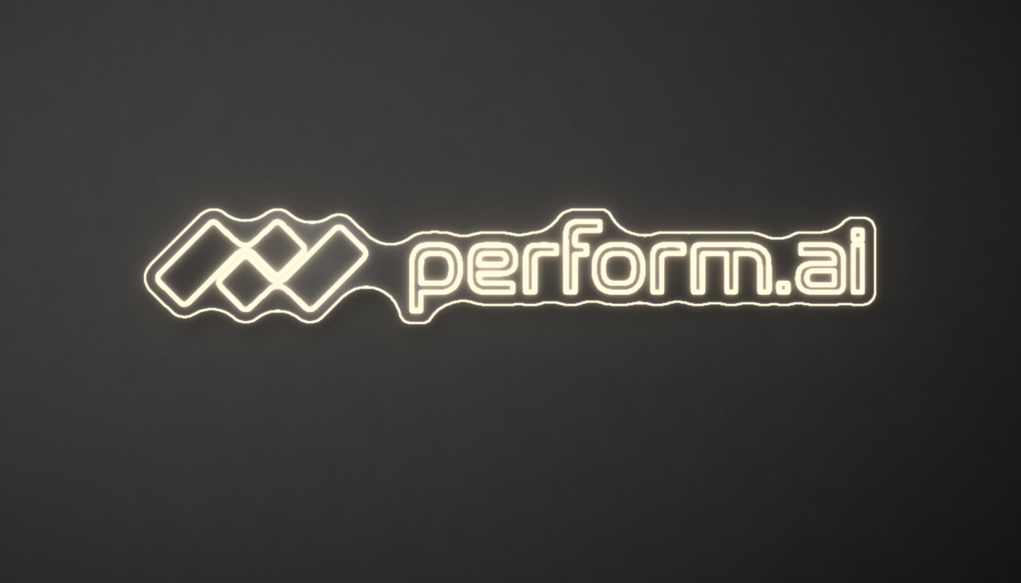 LED Neonschild: perfom.ai - Warmweiß - 125x19cm - Cut to Shape