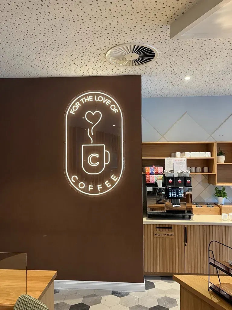 Beleuchtetes Café-Logo For The Love of Coffee